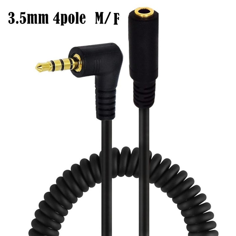Halokny Coiled Stereo Audio Cable, 90 Degree 3.5mm 4 Pole TRRS Male to Female Spring Aux Adapter Translator Cable for Home/Car Stereo,Phone,Headset and More(M/F TRRS) - Image 3